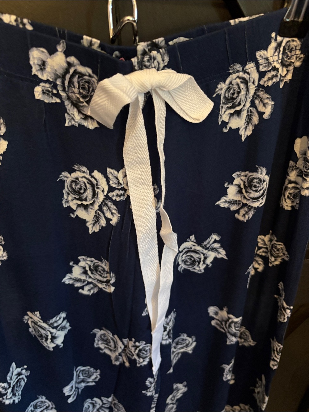 Cozy White V-Neck Top with Navy Floral Pajama Pants - Picture 8 of 9